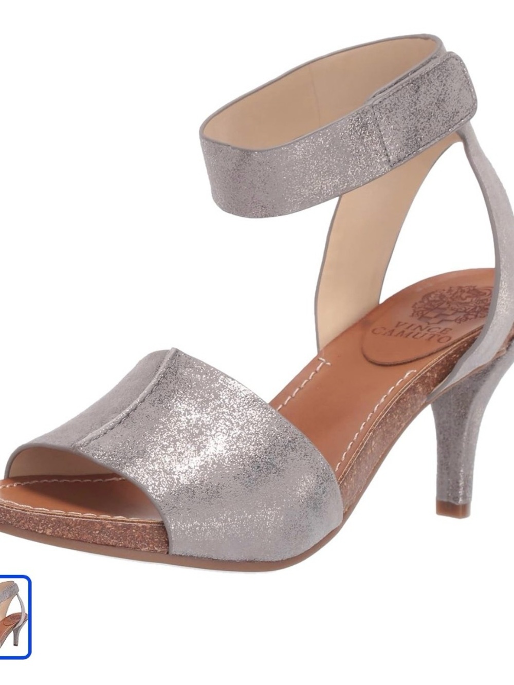 Vince Camuto Silver Metallic Open-Toe Heeled Sandals